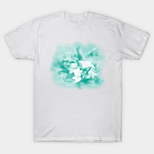 Butterflies and tropical flowers in stunning teal colour T-Shirt